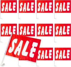 Car Window Sale Flags for Dealerships 12×16 Inch Red Sale Clip On Window Flag…