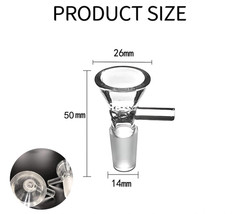 14MM & 18MM Male Clear Glass V Shape Bowl Thick Wall With Handle