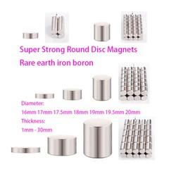 Super Strong Round Disc Magnets Rare-Earth Magnet Dia 16-20mm Thickness 1-30mm