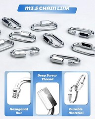 20 Pack Alloy M3.5 Chain Link, 1/8 Inch D Shape Locking Quick Chain Repair Links