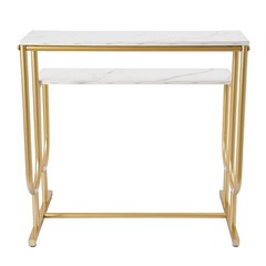 Modern Shoe Handbag Display Table, 2 Tiers Heavy Duty Display Stands White Gold