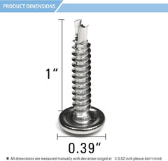 100 Pack 410 Stainless Steel Wafer Head Phillips Self Drilling Screws Sheet Meta