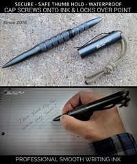 Black Fly Tactical Pen Self Defense Kubaton Drilled No Loss Cap Fits Parker GRAY