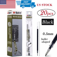 1 box of 20 pieces M&G MG-007 0.5mm Pipe Black Gel Ink Pen Refills Bullet-shaped