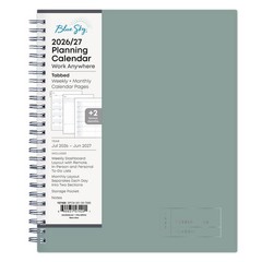 Blue Sky 7″x9″ 2026-2027 Hybrid Work Planner Solid Clary Sage Safety Wirebound