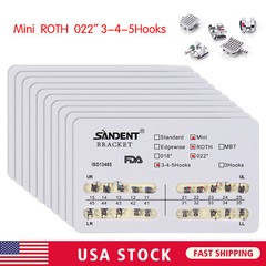 10Packs Dental Orthodontic Metal Brackets Braces Mini Roth.022 Hooks 345 Ortho