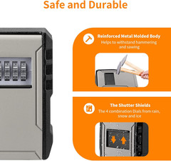 UPGRADE Extra Large Capacity Key Lock Box, Weatherproof Wall Mount Key Box