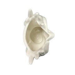 Decorative Face Makeup Brush Holder, White Ceramic Sculpture Design,