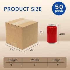 Mefleet 6x6x6″ Shipping Boxes 50 Pack – Small 6x6x6 inches (50 Pack), Brown