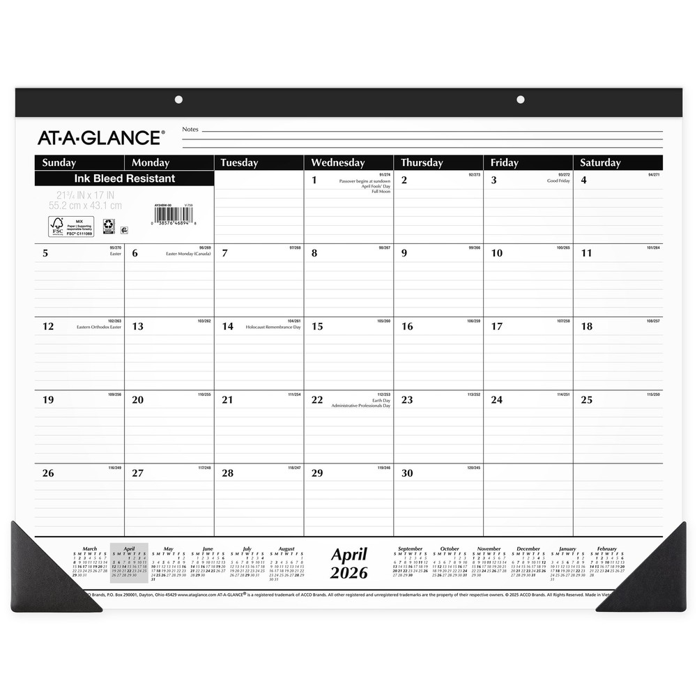 2026-2027 Large Size Academic Monthly Desk Pad Calendar 21.75″ x 17″ Paper