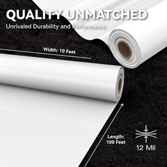 Crawl Space Vapor Barrier, 12 Mil 10’X100′, White Heavy Duty Plastic Sheeting –