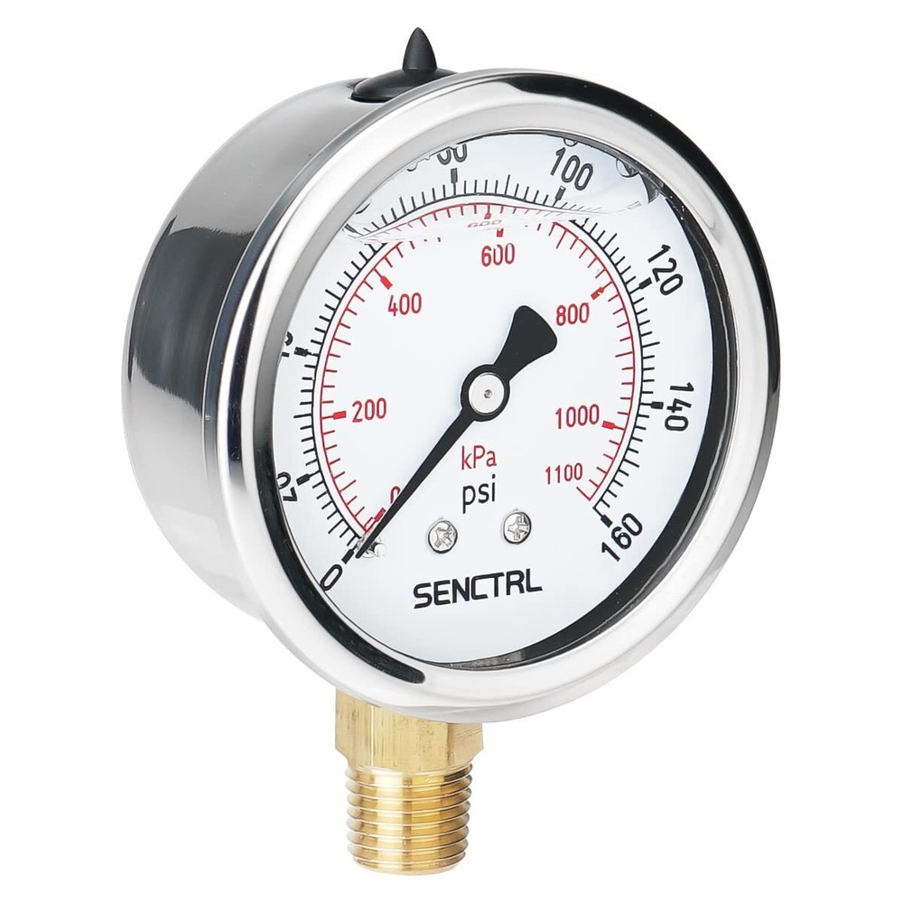160 Psi Lead-Free Glycerin Liquid Filled Low Pressure Gauge, 2.5″ Dial Size,