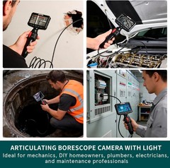 6.5ft 0.24 in Ultra Mini Two-Way Articulating Borescope Camera with Light