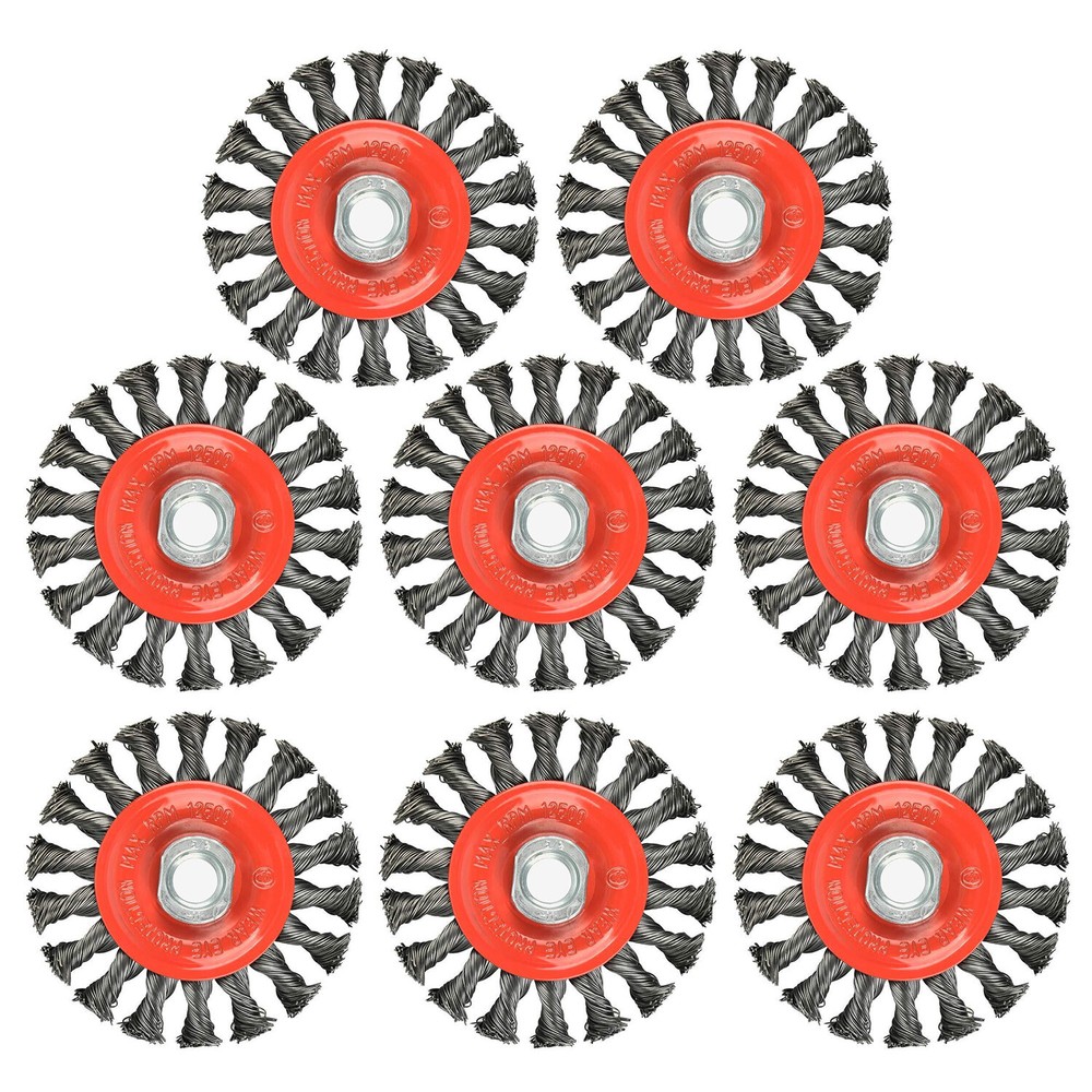 4 Inch Twist Knotted Wire Wheel Brush for Grinders, 5/8″-11 U