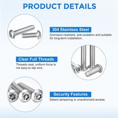 10Pcs 1/4-20 x 3/8″ Torx Security Machine Screws Bolt Silver Tone