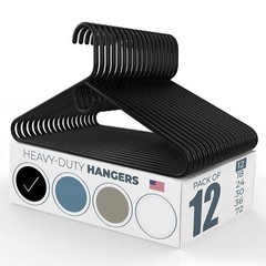 Neaties Heavy-Duty Plastic Hangers Black (12, 18, 24, 30, 36, 72 Packs) Thick…