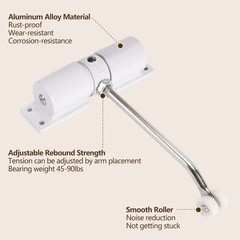 Stainless Steel Automatic Door Closer Safety Spring Door Closer Adjustable 30 kg