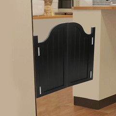 2 Doors Black Swing Solid Wood Door 180° Partition Door w/ 4 Hinges for Shop US
