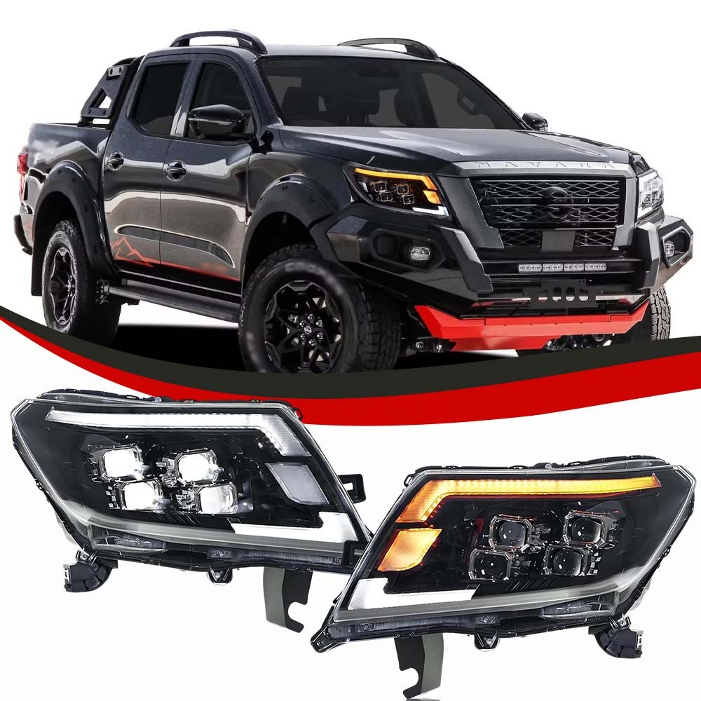 Pair LED Headlight Assembly DRL Sequential Turn For Nissan Navara NP300 2014-22