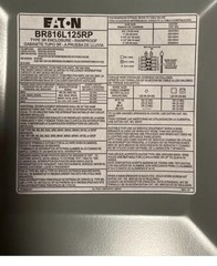 Eaton/Cutler-Hammer BR816L125RP 8 Spaces / 16 Circuit 125A 120/240V