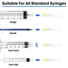 100 Pack 30 Ga 5/16 Inch Disposable Needles with Caps for Scientific and Industr
