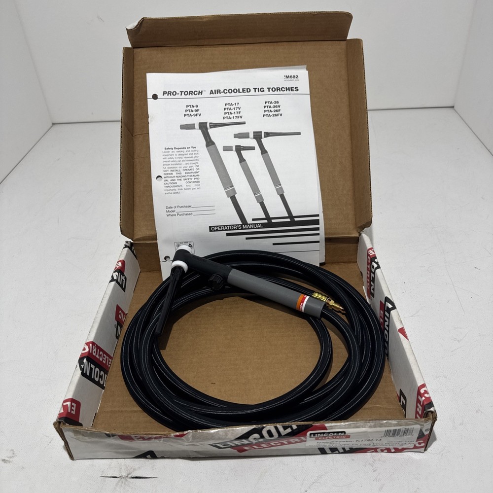 Lincoln Electric K1782-13 PTA-17FV TIG Torch Ultra Flex 12.5 ft No Ceramic Cup