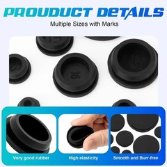 125PCS Rubber Plugs for Round Holes, Premium Black Rubber Hole Plugs, Various…