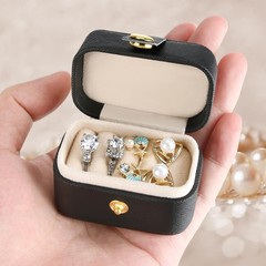 KUKUVR Small Travel Jewelry Ring Stud Earring 2.6 x 1.6 x 1.9 inches, Black