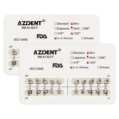 AZDENT Dental Orthodontic Brackets Braces Metal Mini Roth/MBT .022 Hooks 345