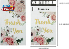 6X9 Inches Poly Mailers Shipping Bags Thank You Notes Flowers Surrounded White P