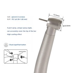 LED E-generator Fiber Optic 4 Water Spray Handpiece 4H Standard Head Dental