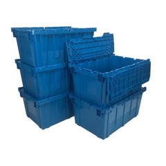 UBMOVE Storage and Packing Plastic Tote Crate Attached Lid Flip Top, 27″x16.9″x1
