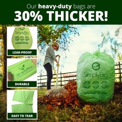 Simply Bio 50-55 Gallon Compostable Trash Bags Liners Flat-Top, Heavy Duty Ex…