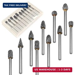 10pcs Carbide Burr Set 1/8″ Shank Rotary Tool Rasp Bits for Metal Wood – NEW