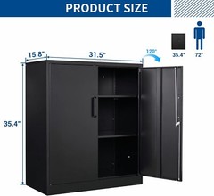 2 Doors Metal Storage Cabinets, Small Locker For Home, Office, Garage, Employee
