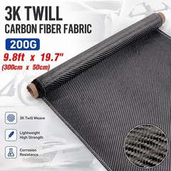 9.8ft x 19.7″ Carbon Fiber Fabric Roll Pure Fabric Carbon Fiber Sheet 2 x 2 Twil