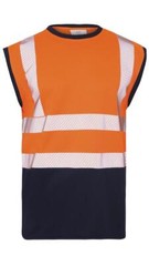 New Mens Hi Viz Vis Hi Visibility Vest Top Safety Work Wear Crew V Neck T-Shirt
