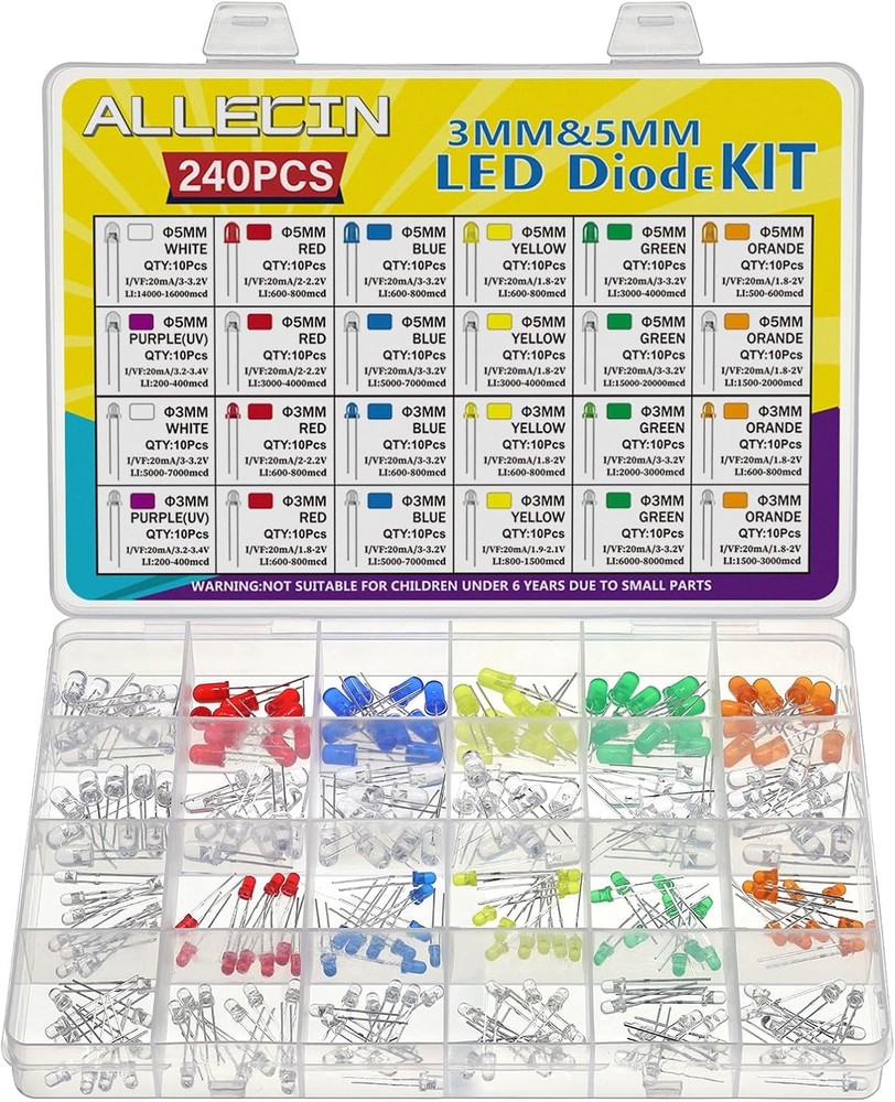Multicolor LED Kit 5MM 3MM White Red Blue Yellow Green Orange Purple Round Lamp