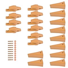 10PK Backhoe Bucket Shanks with Dirt Teeth Pins Sleeved Retainers for 1 Inch Lip