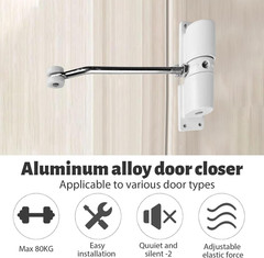 Automatic Door Closer, Zinc Alloy Safety Spring Door Closer Adjustable 30 Kg Clo