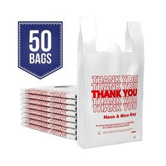Thank You Plastic T-Shirt Bags 11.5×6.5×21 for Grocery Retail Shopping Carry Out