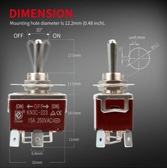 Momentary Reverse Polarity Switch 12V 30A | DPDT 4-Pin (On)-Off-(On) Toggle Swit