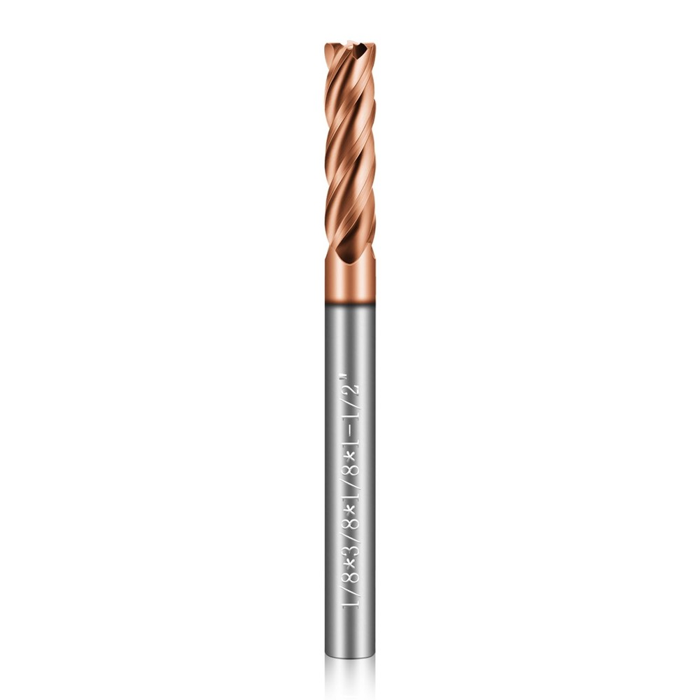 1/8″ Carbide End Mills 4 Flute Square End Mill AlTiN Coating HRC 55 Tungsten