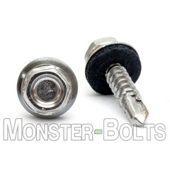 #12 Stainless Steel HWH w Bonded EPDM Washer, Self Drilling / Tek Roofing Screws
