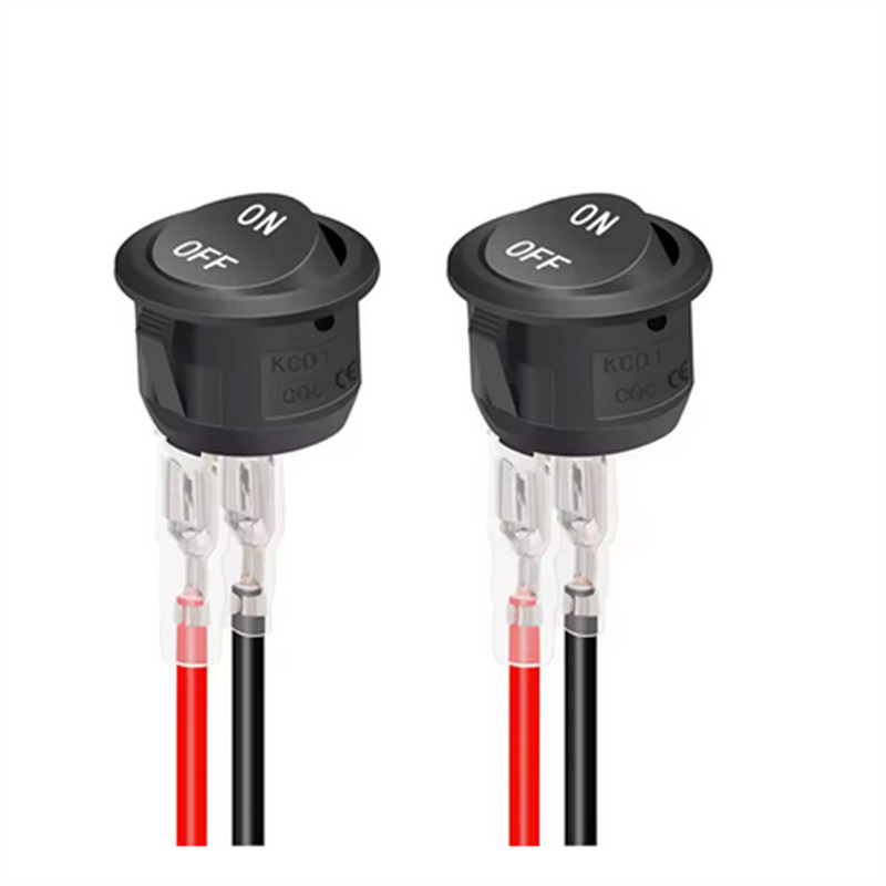 12V Round Rocker Switch SPST On/Off 2-Pin 6A/250V 10A/125V for Car Boat RV Black