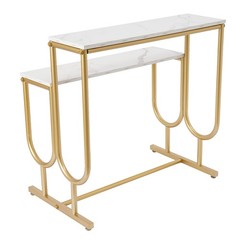 Modern Shoe Handbag Display Table, 2 Tiers Heavy Duty Display Stands White Gold