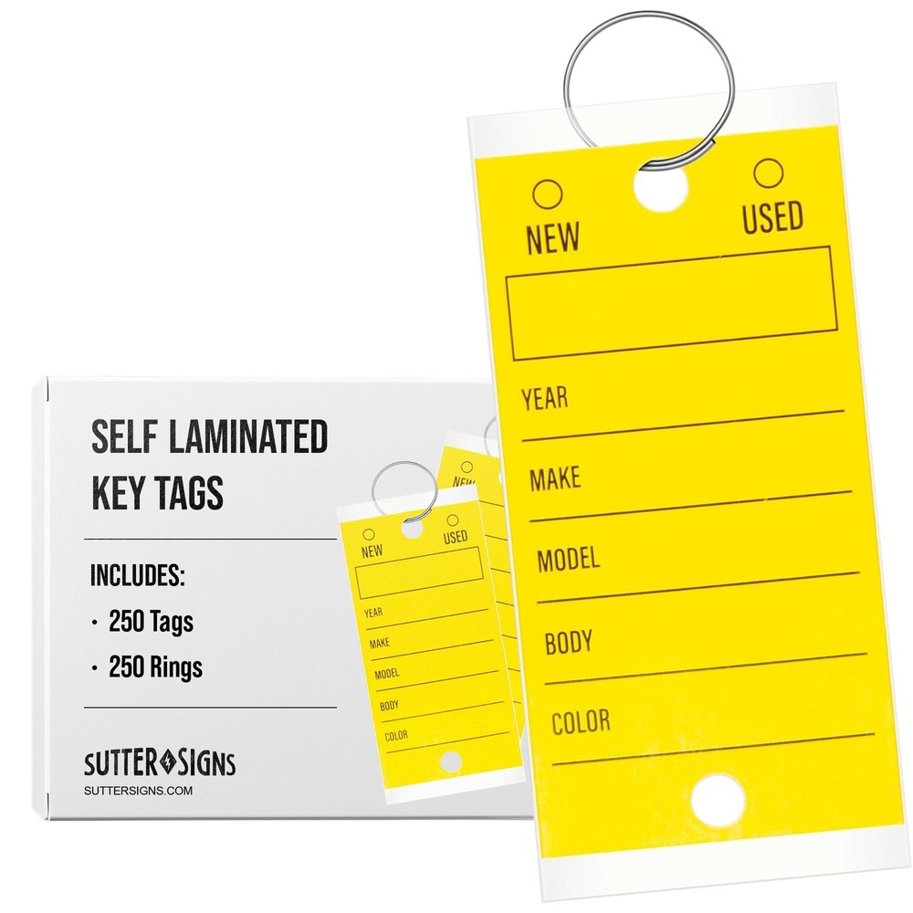 Car Key Tags | 250 Self Laminated Tags for Dealership Lot of Vehicles Trucks .