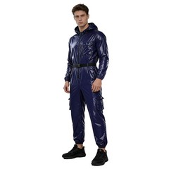 US Mens Waterproof Long Sleeve Coveralls Water Resistant Front Zipper Jumpsuit