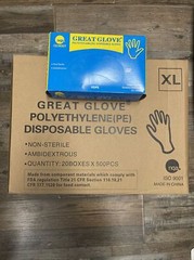 Great Gloves Polyethylene Gloves (PE) XL Disposable Food Grade 10,000 PCS