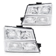 03-06 Chevy Silverado 1500 2500 3500 HD Avalanche Headlights Clear Chrome Lens